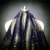 Dark black new black multi-layer bridal fashion veil with hair comb COS photo studio modeling performance yarn