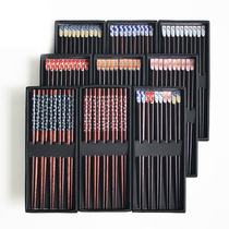 Japanese-style Japanese family paint-free wax-free iron wood chopsticks household mildew-proof high temperature-resistant hotel high-end solid wood suit