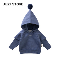 JUZI STORE Clothing Autumn winter necropolis Flannel Fake two sets of hooded sweatshirt male and female 1043002