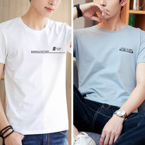 2 pieces) 2021 new trendy brand summer mens short sleeve white T-shirt cotton T-shirt half sleeve fashion clothes