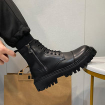 Desert mens overshoes leather locomotive boots winter waterproof English wind Martin boots high riding boots mens boots plus Velvet