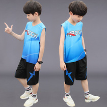 Boys childrens summer sleeveless vest contrast sports basketball suit set 2021 new big boy boys quick drying clothes