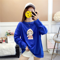 Cotton long sleeve T-shirt womens coat Spring and Autumn New loose size womens thin version of large version wearing Belly Belly base shirt