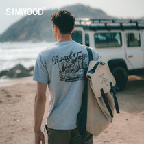  Simwood Jane Wood mens clothing(fit version)Outdoor tooling design Printed round neck casual short-sleeved T-shirt men