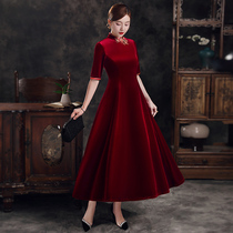 High-end young model wedding dress improved cheongsam wedding mother red dress Noble thin