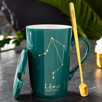 Printable photo Ceramic mark heated water cup color change spoon with lid Female creative trend personality male diy customization