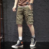 Tooling shorts mens five-point pants Japanese casual pants trend loose large size multi-pocket summer five-point pants
