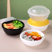 Black pineapple disposable lunch box plastic lunch box round soup bowl with lid packing box take-out small Bowl Box commercial