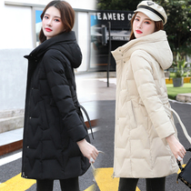 White duck suede down jacket woman with medium length light slim fit 2021 new stylish collection waist and slim fit jacket tide