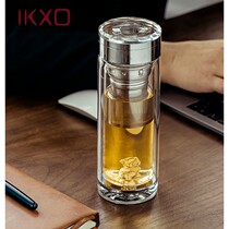 IKXO double glazed glass cup with silver 12 zodiac tea water separation tea cup mens upscale portable filter mug