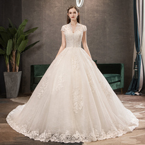 Main wedding dress 2021 new bride temperament simple forest department super fairy tail star princess French thin man