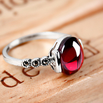 Jiashun Taiyin National style s925 beautiful girlfriend ruby ring niche design simple garnet ring