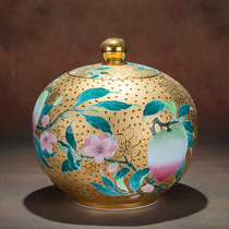 999 real gold pure hand-painted gilt craft the first person Xiao Jianhui teacher signed the bottom model tea can ornaments high-end