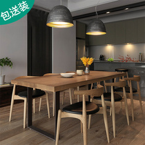 Solid Wood negotiation table rectangular fast food table and chair table commercial noodle restaurant hot pot snack bar retro milk tea shop