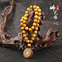 High Dense Golden Silk Yak Horn Necklace Necklace of Buddha Beads Candied Beads Handstring Bracelet High Density Round Pearl
