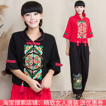 2021 new autumn original national style womens short coat Chinese style embroidery seven-point sleeve retro Tang coat