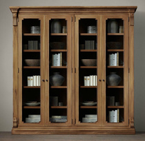 Special American country solid wood bookcase French retro old double door storage antique display cabinet
