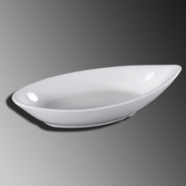 A smooth sailing-pure white ceramic cutlery hotel Home cold dishes Sharp Corner Boat Shaped Bowl Pan Dish Snack Dish