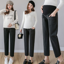 Pregnant women pants Spring and Autumn wear woolen Haren pants autumn casual loose ankle-length pants autumn and winter pregnant women leggings