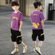 10-year-old boy summer suit Korean version of handsome 2020 New Tide 13 childrens summer childrens clothing casual short sleeves