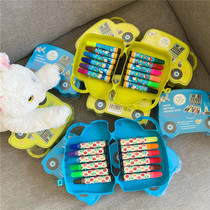 Student brush 12 color watercolor pen set kindergarten car hand gift box birthday gift art painting tool