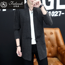 Cardigan men 2021 new spring and autumn cashmere knitted cardigan Korean version of the trend youth medium-long sweater jacket