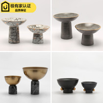 New Chinese modern light luxury living room high foot fruit plate ceramic decoration Hotel Villa model room home soft decoration