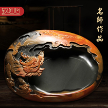 National Non-Relic Pint Master Craftsmans hand engraving < China Hualong > Reliefs of Four Ink Stones and Four Treasure of the Ink Stone