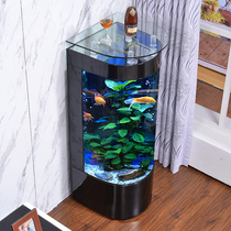 Living room household small semicircular fish tank aquarium free landscaping free water change silent automatic filter goldfish tank glass