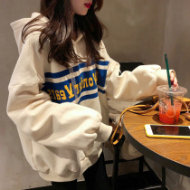 Tide brand long hooded sweater women 2021 autumn and winter New Fashion Korean version loose lazy wind thin coat