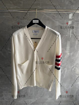Silver Childrens Day Thom browne 20 Autumn Winter TB Four bars Color knit cardigan jacket male and female