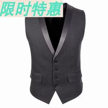 韩版西装马甲黑色马夹单排扣修身马甲Men Suit Vest Waistcoat