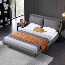 Hibei Leather Bed 1 8 m Genuine Leather Bed Modern Minimalist Light Extravagant Nordic Double Storage Head Layer Cow Leather Small Family