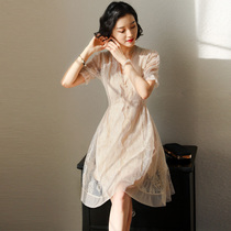 2021 Spring dress new womens Platycodon lace dress French niche super fairy lady sweet Mori dress