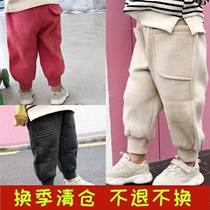 Childrens pants 2019 autumn and winter New thick girl casual pants loose boy Haren pants Fleece Baby pants