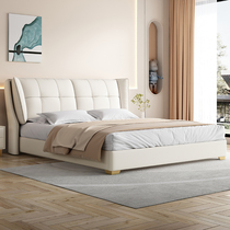 Technology cloth bed modern minimalist cream style master bedroom double bed solid wood bed light luxury modern fabric soft bed marriage bed