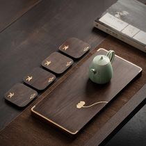 Dry bubble plate solid wood tea tray Ebony copper small tea room dry bubble plate simple tray Japanese pot bearing