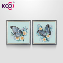 ks cross stitch thread embroidery 2021 new butterfly cotton thread Living Room restaurant Blue Butterfly two hanging paintings Lingmei Butterfly Dream