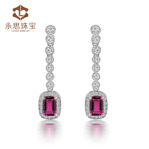 yong si jewelry 1 34 karat 18K gold and red tourmaline earrings 79 diamonds colored gemstones multicolored earrings