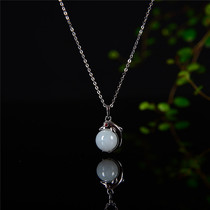A stone natural jade dolphin jade pendant 925 silver necklace jewelry gift to girlfriend to send girlfriends