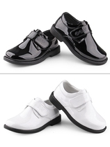 Childrens leather shoes men cgh new square head middle big boy performance shoes boys British black performance shoes Korean version