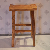 Solid wood household elm wood bar stool high chair bar stool bend face bar stool log furniture YXR15
