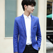 Spring casual suit slim-fit mens plaid small suit Korean version of the tide youth fashion handsome top jacket tide