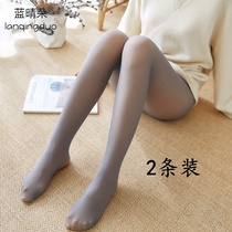 Spring and autumn plus velvet padded fake meat through leggings anti-hook silk sexy seamless leggings stockings stepping on fake Dew