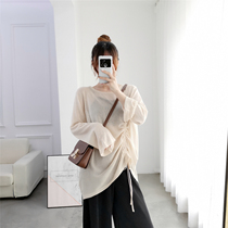 2021 spring and summer new pullover round neck loose medium long lazy wind sunscreen thin section base sweater top women