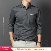 Autumn mens lapel long sleeve T-shirt cotton base shirt casual dad autumn clothes Spring Autumn Polo shirt