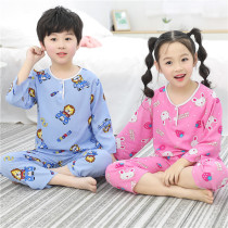 Cotton silk long sleeve childrens pajamas spring summer animation Net red explosion primary school boys and girls thin 2021 new fashion