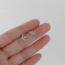 Exquisite Asymmetric Earrings All Body 925 Sterling Silver Small Female Simple Korean Earrings Personality Joker Spot