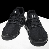  Mens shoes Spring and summer mesh breathable pure black all-match shoes Mens flying woven casual shoes running shoes mens sports shoes