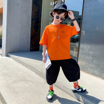Childrens clothing boy short sleeve set summer sports 2021 New Korean version of the childrens handsome foreign style Net Red fashion tide